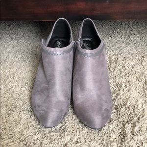 Grey heeled booties